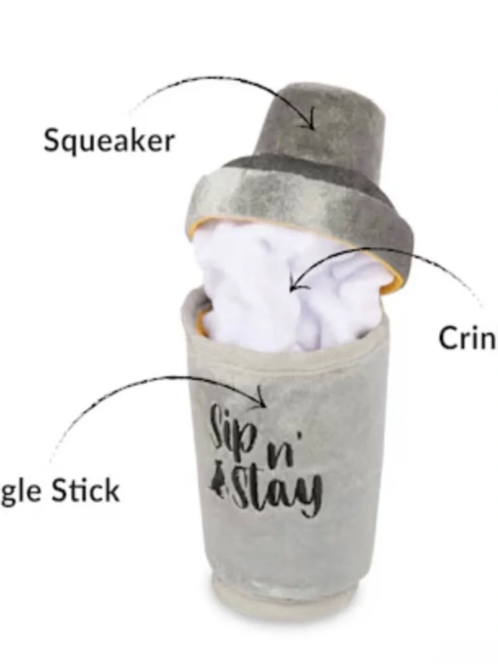 🆕 L/XL Barktender Dogtail Shaker ~ Sip n’ Stay Giggle Stick ~ Squeaky & Crinkle
